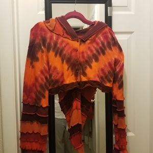Cropped tye dye fairy hooded jacket